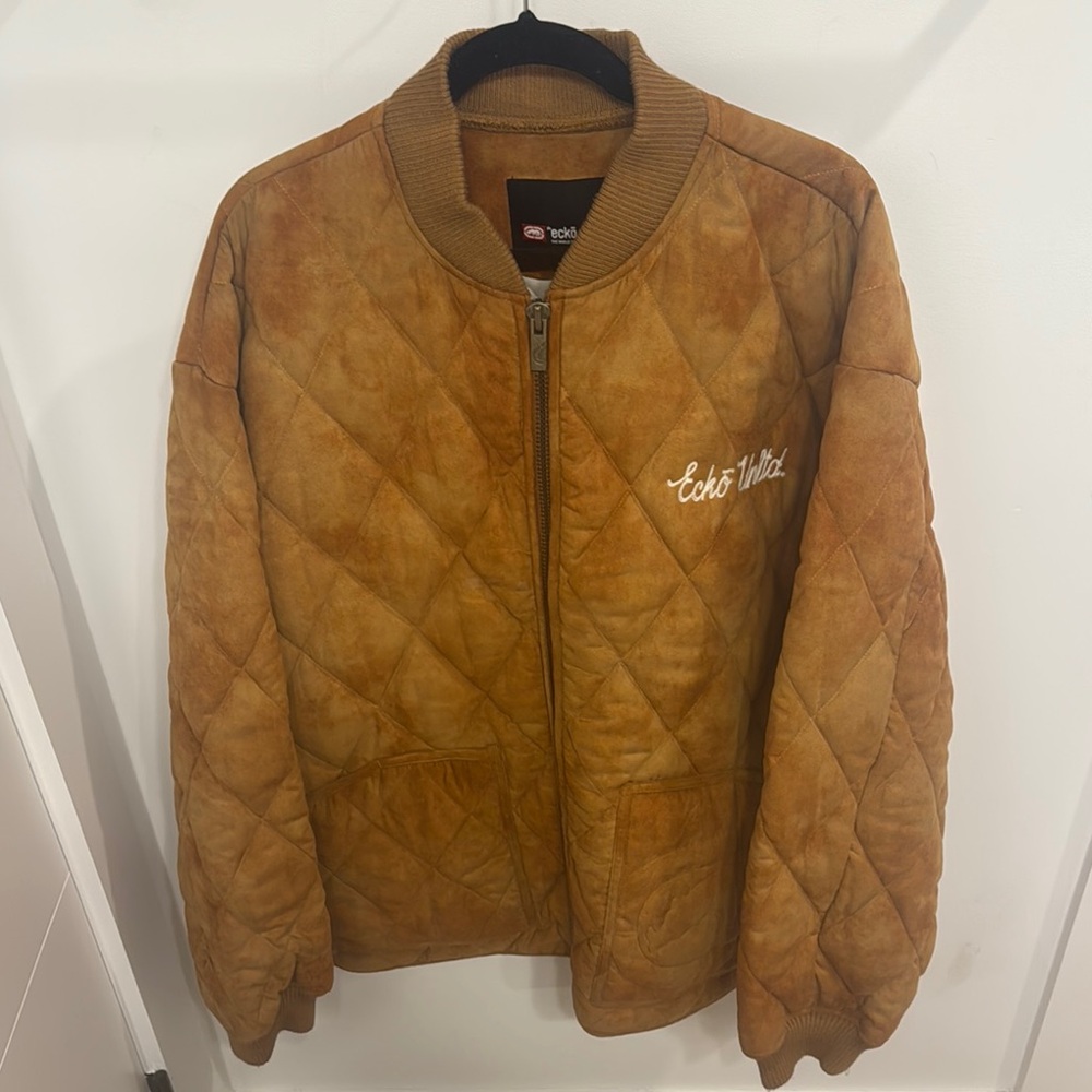 Ecko Unlimited Tan Quilted Bomber Jacket